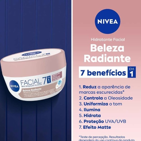 NIVEA Hidratante Facial Beleza Radiante 7 em 1 100g