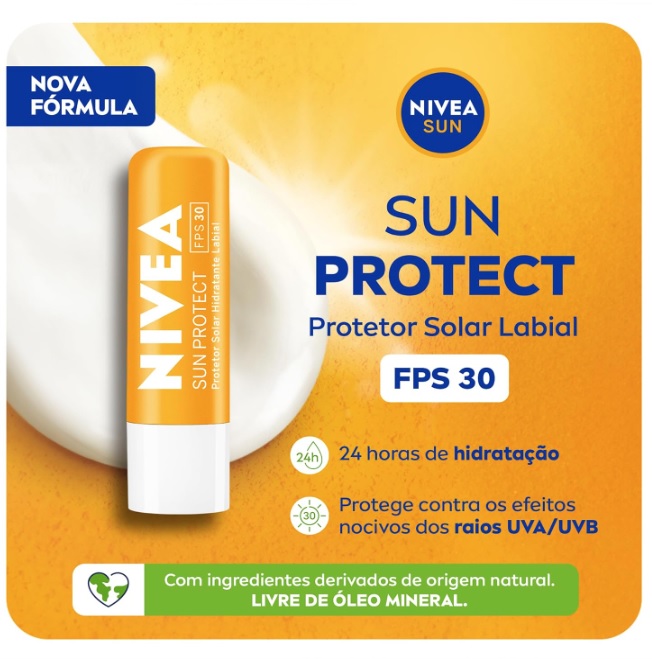 NIVEA Protetor Solar Hidratante Labial Sun Protect FPS 30 4,8 g
