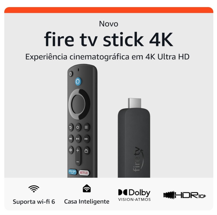 Fire TV Stick 4K, Streaming com Dolby Vision, Atmos e Suporte a Wi-Fi 6, Com Alexa e Comandos de TV, Preta – B0BTG69VP8 – Amazon