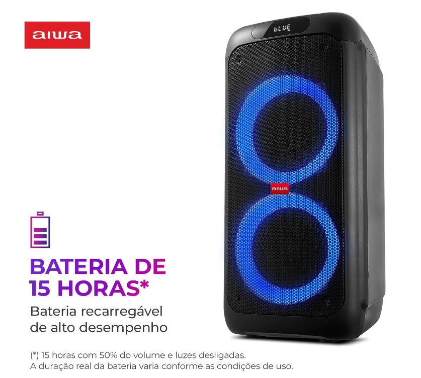 Caixa De Som Party Box Aiwa Bluetooth Aws-pb-01 Cor Preto 110V/220V