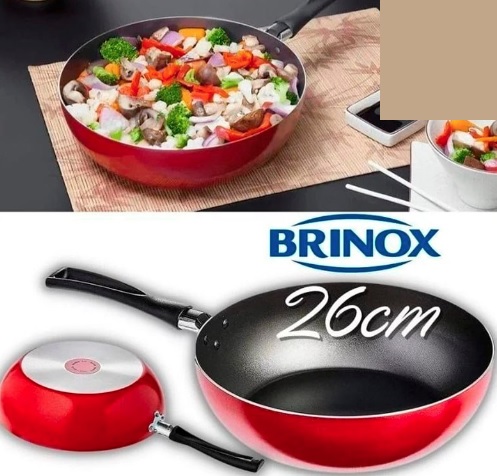 Panela Frigideira Wok Antiaderente Ø26cm Vermelha Ruby 3l Brinox