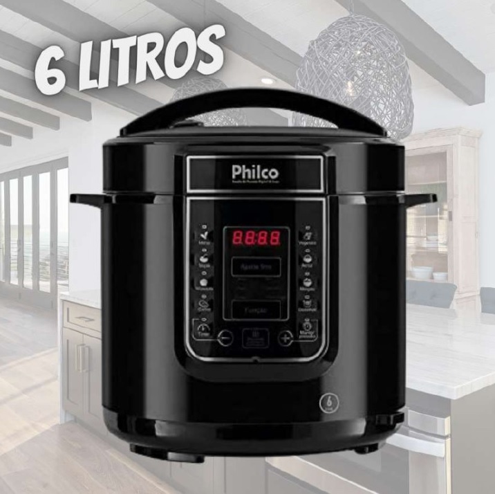 Panela De Pressão, Digital Inox Ppp01p, 6l, Preto, 110v, Philco
