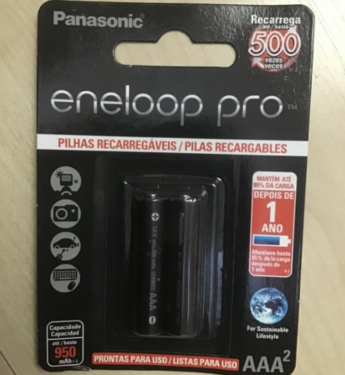 Pilha Recarregável Eneloop PRO AAA (Palito), BK-4HCDE/2BB, Panasonic, Cartela com 2 unidades