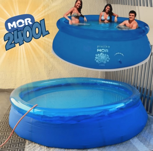 Piscina Inflável redonda Mor 001053 de 2.4m x 63cm 2400L azul caixa