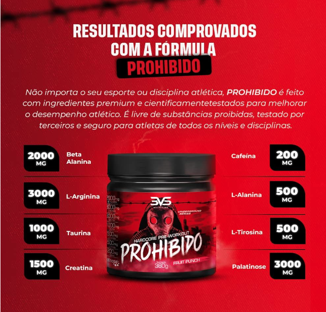 Pré Treino Prohibido Hardcore Pre-Workout, 3VS Nutrition