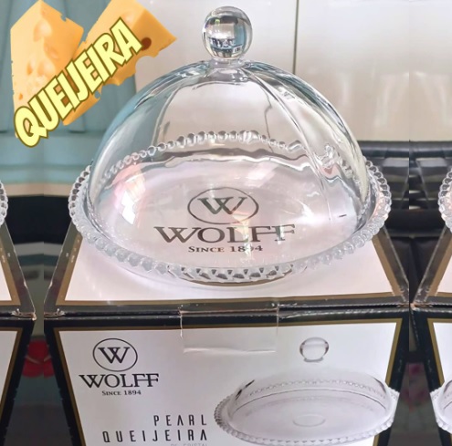 Queijeira de Cristal Pearl Wolff 20X12CM