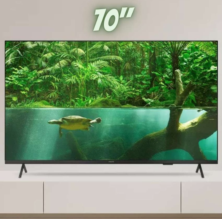 Smart TV 70” 4K UHD D-LED Philips Série 7408 VA – Wi-Fi Bluetooth Google Assistente 4 HDMI 2 USB