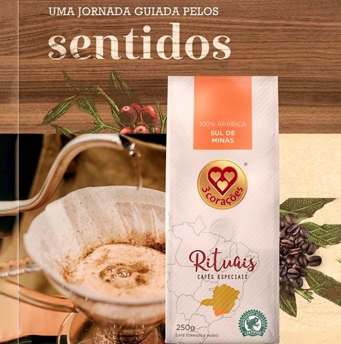 3 Corações Café Torrado E Moído Rituais Sul De Minas Pacote 250G