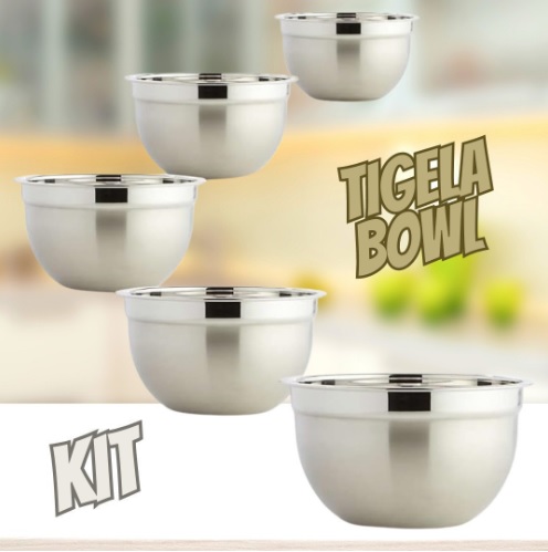 4 Tigelas Bowl Aço Inox Funda Multiuso Medidora P M G Gg
