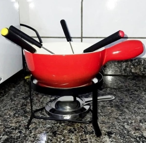 Aparelho de Fondue Cerâmica Brinox Vermelho – 8 Peças 1256/101