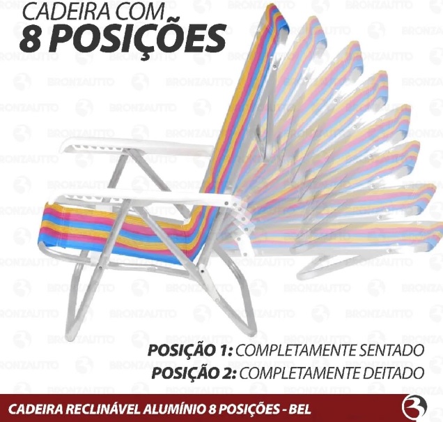 CADEIRA RECLINÁVEL 8 POSIÇÕES – ALUMÍNIO