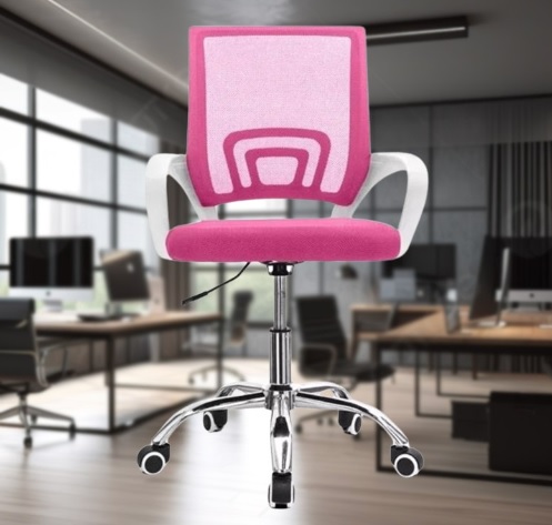 Cadeira de Escritório com Base Cromada Prizi Essencial – Rosa 30
