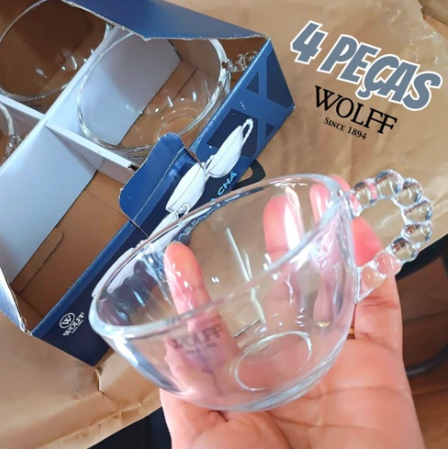 Conjunto 4 Xícaras de Chá de Cristal sem Pires Pearl 180ml – Wolff