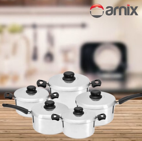Conjunto De Panelas Polidas 5 Peças Arnix
