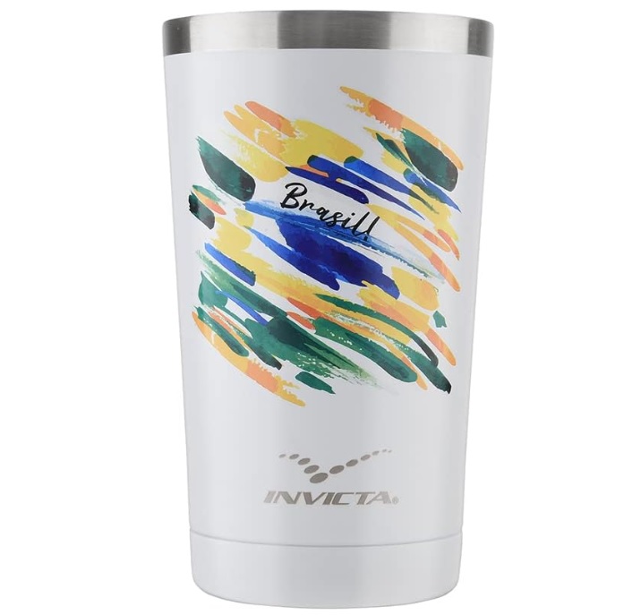 Copo Térmico 500ml Branco Bandeira do Brasil Invicta