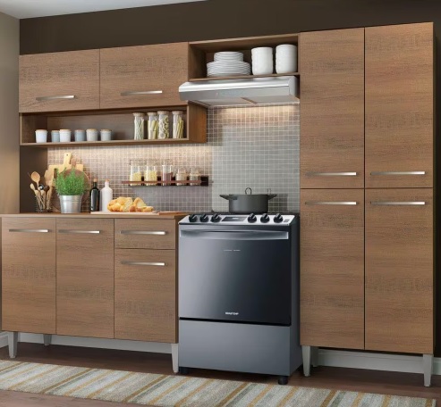 Cozinha Compacta Madesa Emilly Pop Com Armário e Balcão – Rustic