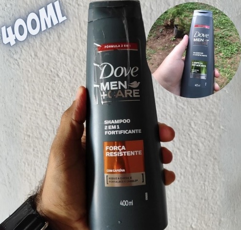 Dove Shampoo 2 Em 1 Cafeína Fortificante Mais Cálcio Men+Care Força Resistente Frasco 400Ml