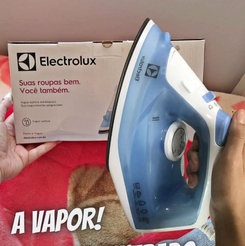 Electrolux, Ferro de passar seco e vapor, base antiaderente vapor vertical extra 1200W cabo 1,35m azul ESI10 127v