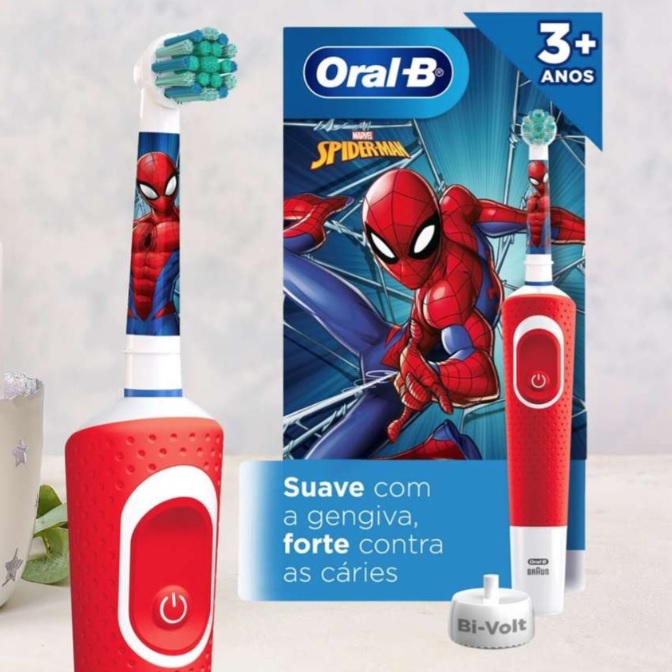 Escova Elétrica Oral-b Spiderman 1 Unidade, Cor: Vermelho