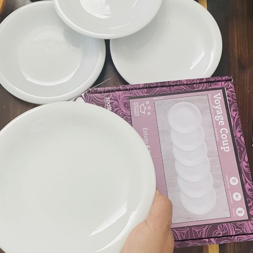 Estojo com 6 Pratos Sobremesa Porcelana Schmidt