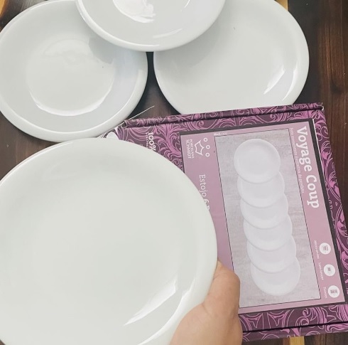 Estojo com 6 Pratos Sobremesa Porcelana Schmidt