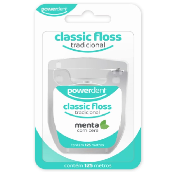 Fio Dental Classic Floss Tradicional 125 M, Menta, Power Dent, Power Dent