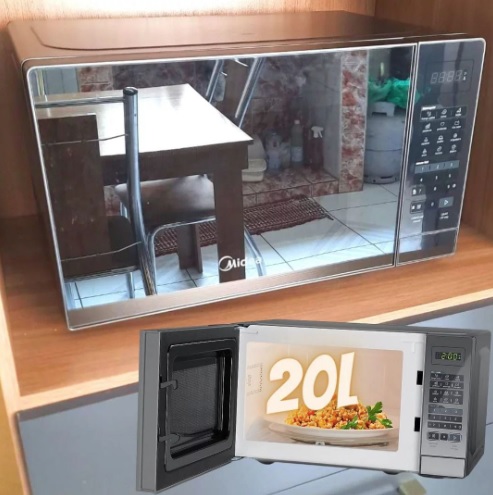 Forno Micro-ondas 20L Prata Espelhado Midea 110V 