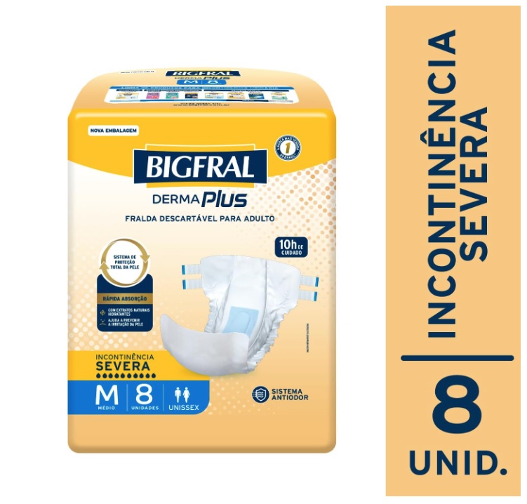 Fralda Bigfral Derma Plus, Bigfral, Médio