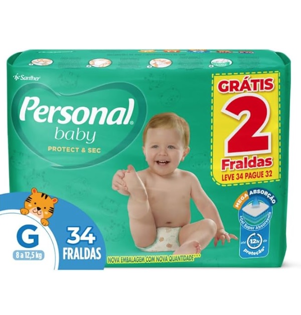 Fralda Personal Baby Protect&Sec Grande 1x34pads