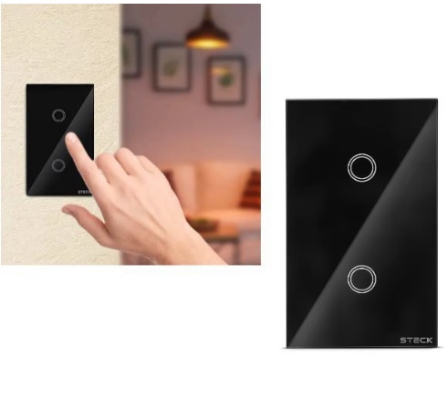 Interruptor Inteligente Smarteck 4X2″ 2 Módulos Bivolt Touch Wi-fi Preto, compatível com Alexa