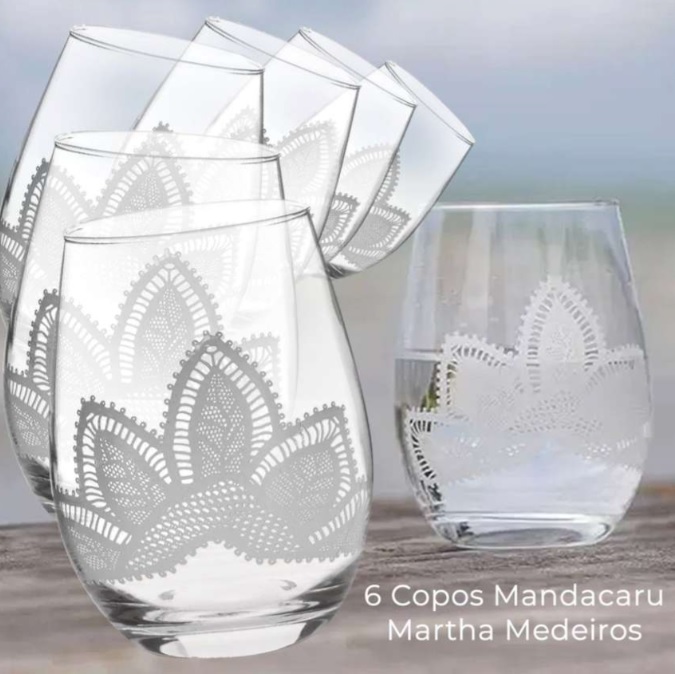 Jogo de Copos de Vidro Mandacaru Martha Medeiros 500ml 6 Peças