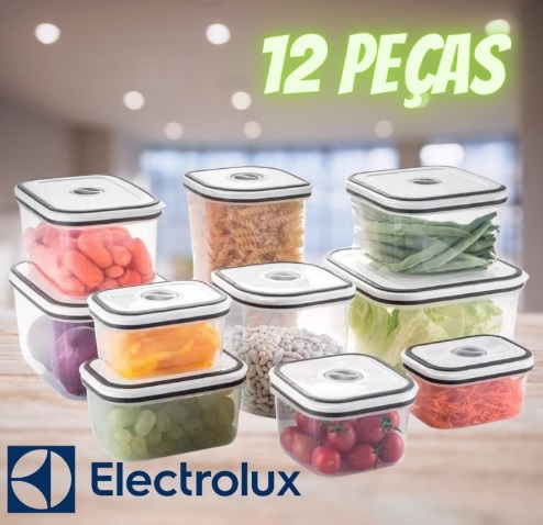 Jogo de Potes de Plástico Hermético Electrolux com Tampa 41029853 10 Peças