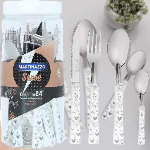 Jogo de Talheres 24 Peças Faqueiro Inox Sense Martinazzo – Branco Love