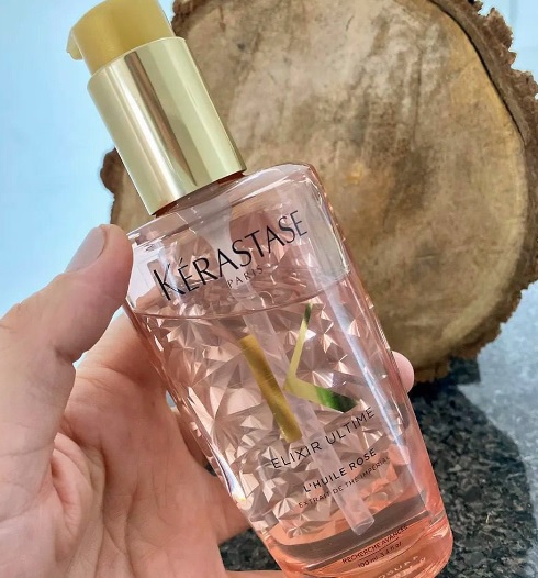 Kérastase Óleo Elixir Ultime L’Huile Rose, Todos os tipos de cabelos, Nutrição, brilho, Mix de 4 Óleos Preciosos, 100 ml