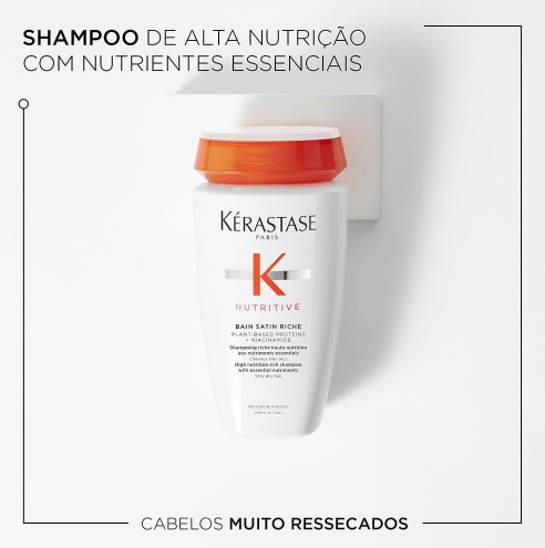 Kérastase Shampoo Nutritive Bain Satin Riche, Shampoo Hidratante, Para Cabelos Secos e Ressecados, Nutrição Intensa, 250ml