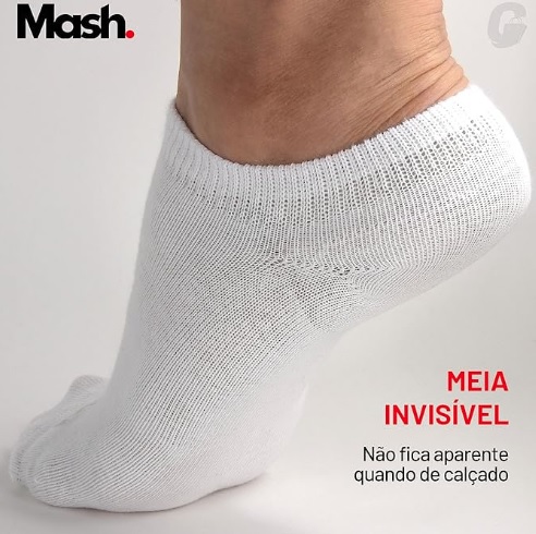 Kit 12 Pares Meias Sapatilha Invisível Esportiva Active Mash Algodão