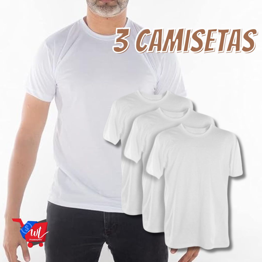 Kit 3 Camisetas 100% Algodão