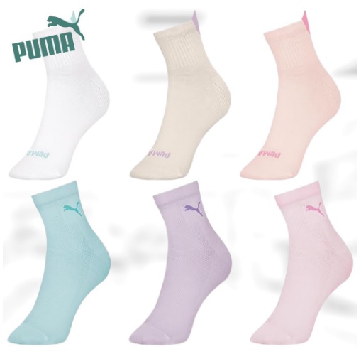 Kit 6 Pares Meias Puma Cano Médio Colors e Heart Feminino Adulto
