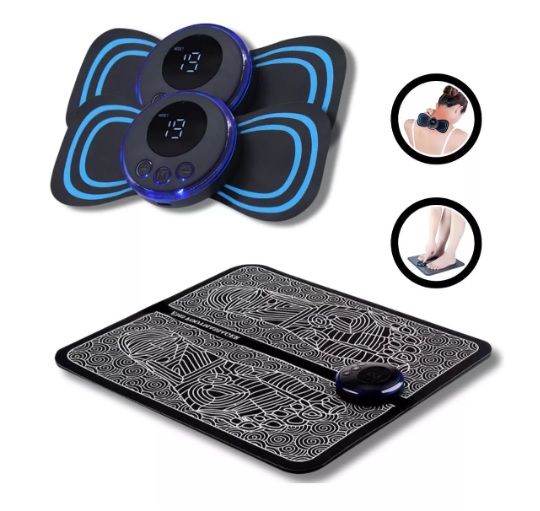 Kit Massageador Tapete Pés + 2x Varilex Elétrico Corpo Tens