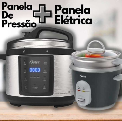 Kit Panela de Pressão e Panela Elétrica de Arroz Oster – 220V