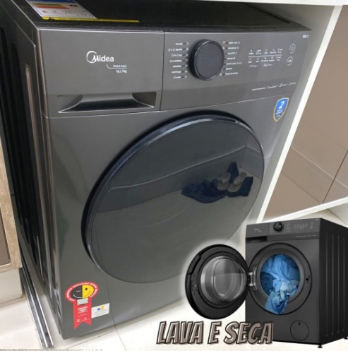 Lava e Seca 10,5kg Midea HealthGuard Titanium Conectada – Inverter