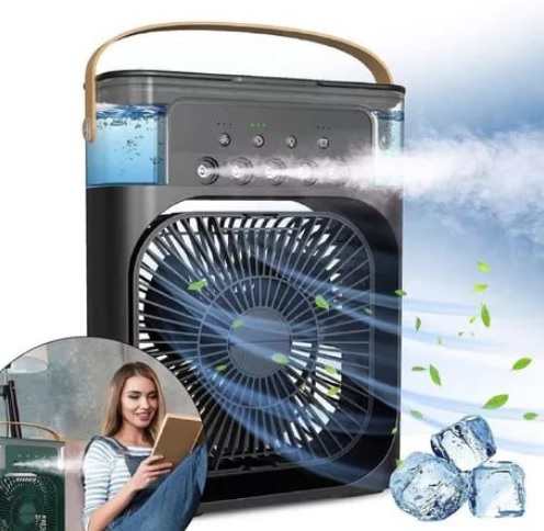 Mini Climatizador De Ar Com Reservatorio Para Agua E Gelo Cor Preto Voltagem 110v/220v
