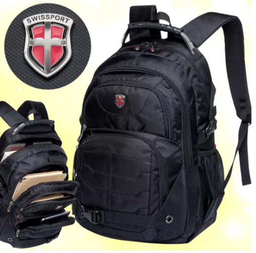 Mochila Executiva Swissport Cabo de Aço Impermeável Trabalho Notebook Resistente