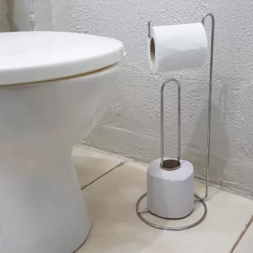 Porta Papel Higienico de Chão Suporte para 3 Rolos Cromado