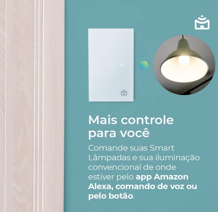 Smart Interruptor Wi-Fi Positivo Casa Inteligente, Configuração Livre de Frustração, 1 Botão Touch, Branco – Compatível apenas com Alexa