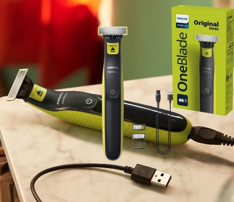 Aparador e raspador OneBlade com 3 pentes, à prova d’água, Bivolt – QP2724/10 Philips