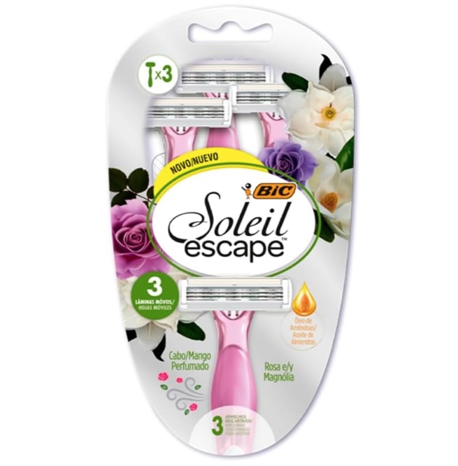 BIC, Depilador, Soleil Escape, Essência de Rosas e Magnólias, 3 Unidades