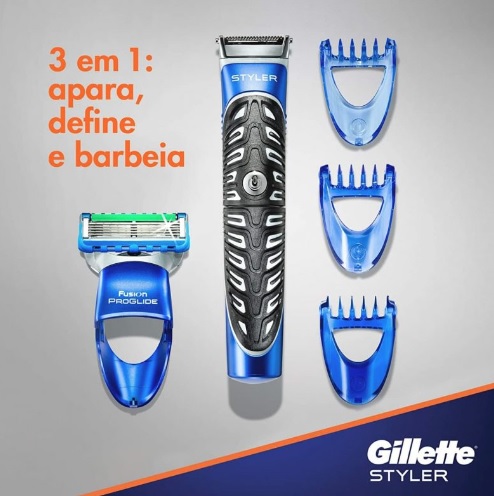 Barbeador Elétrico Gillette Styler Seco e Molhado – 3 em 1