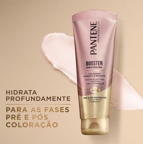 Booster Proteção Pantene Colágeno Hidrata & Resgata Pré e Pós Coloração 90ml, Rosa