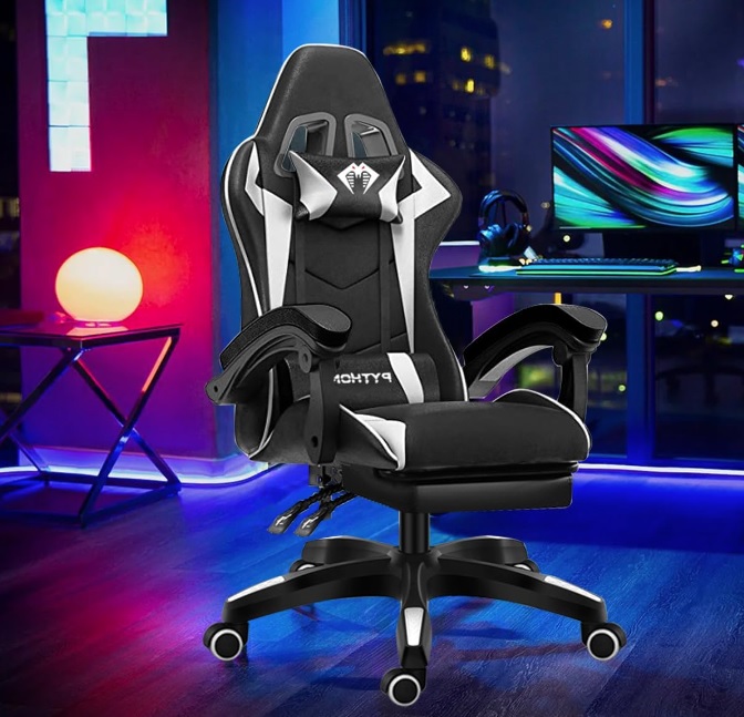 Cadeira Ergonomica Gamer Com Apoio Para Os Pés Branco